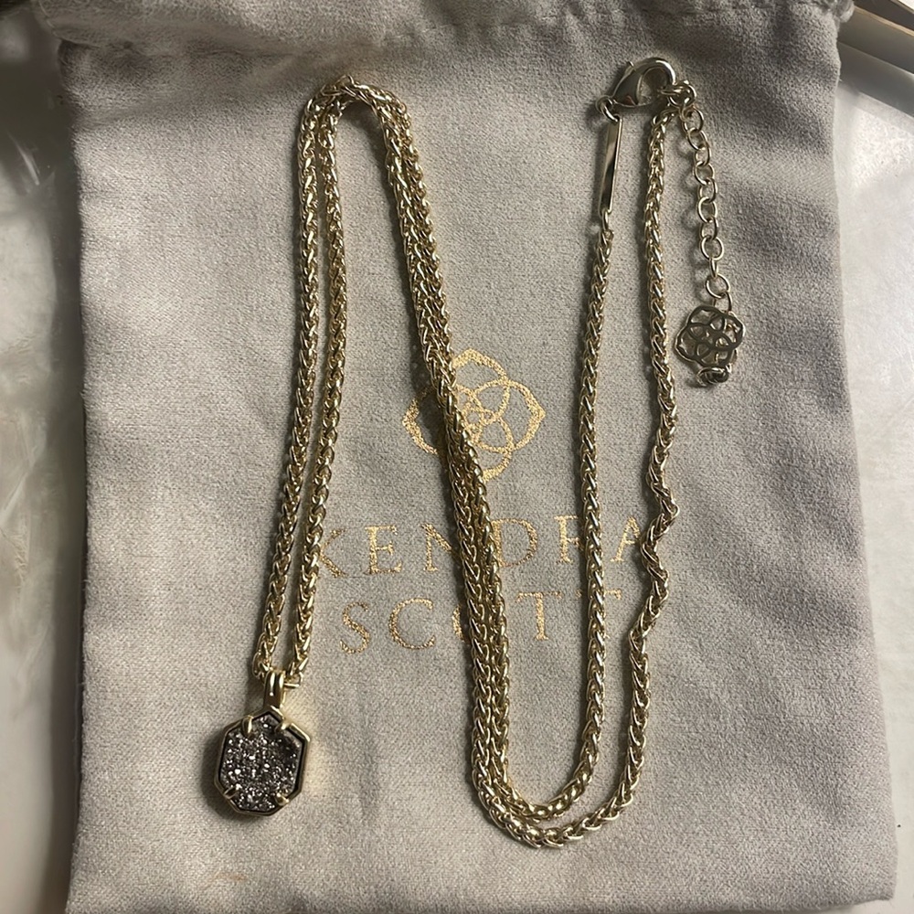 Kendra Scott Teo Necklace in Gold and Platinum Drusy